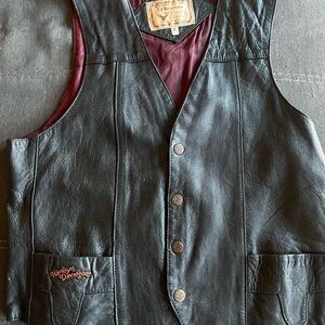 Harley-Davidson Black Vest with Deep Red Interior